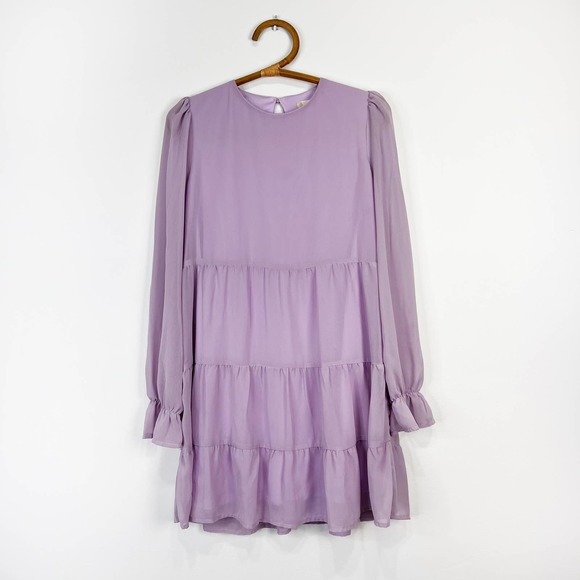 Altar'd State lavender purple long sleeve chiffon dress size Medium - Picture 7 of 7